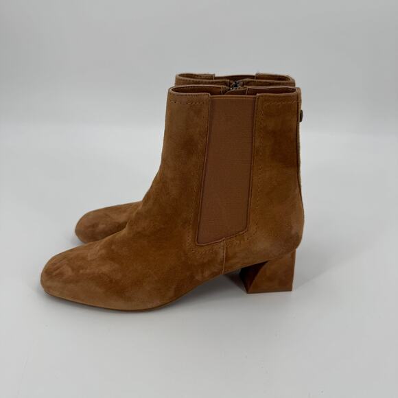 NYDJ Women's Brown Suede Leather Scooter Chelsea Boots Square Toe Size 6 - Picture 4 of 12